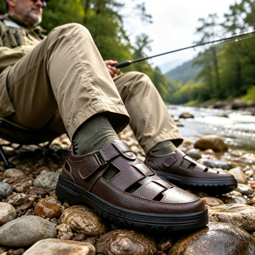 Last Day 50% OFF🔥COMFYMORE® Men's Summer Genuine Leather Breathable Closed Toe Fisherman Shoes