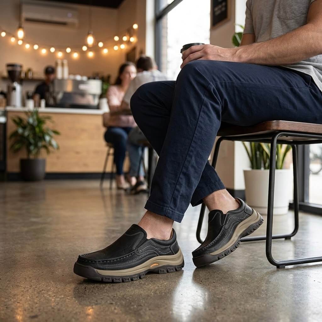 Orthopedic Walk-All-Day Loafers: Wide Toe Box & Premium Arch Support - Men's Leather Casual Shoes