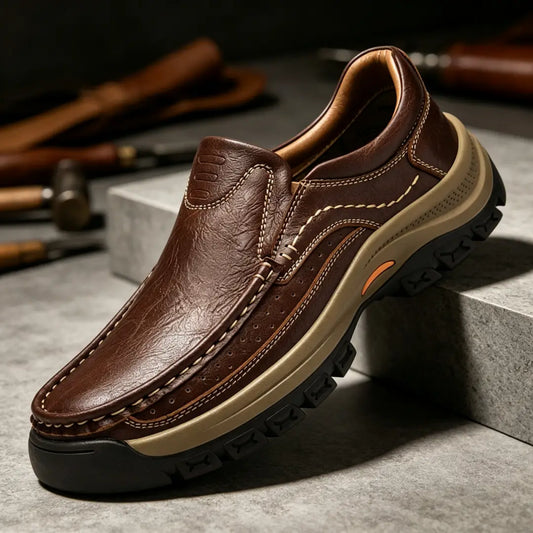 Orthopedic Walk-All-Day Loafers: Wide Toe Box & Premium Arch Support - Men's Leather Casual Shoes
