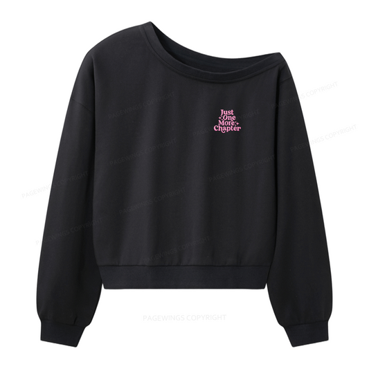 Pagewings Embroidered Just One More Chapter Women Off Shoulder Sweatshirt