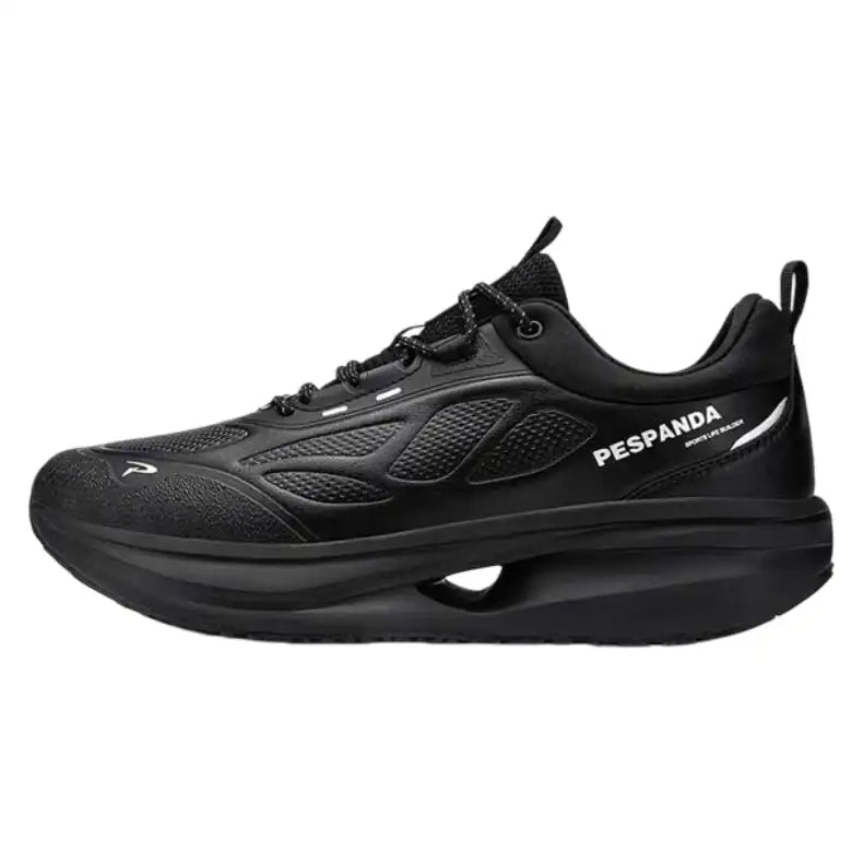 Black Breathable Running Sneakers – Soft Sole Shock-Absorbing Walking Shoes with Durable Wear-Resistant Outsole