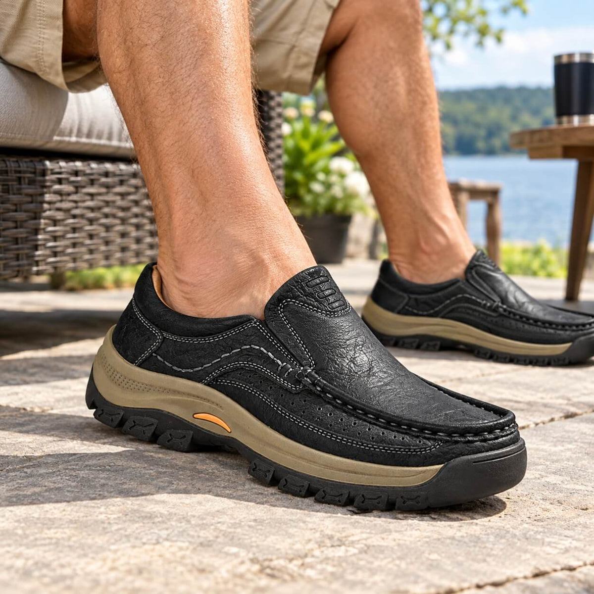 Orthopedic Walk-All-Day Loafers: Wide Toe Box & Premium Arch Support - Men's Leather Casual Shoes