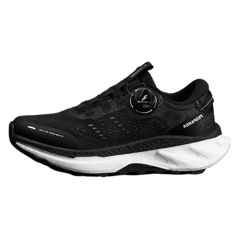 Black No-Tie Running Sneakers – Quick-Adjust Dial Closure Shoes with Breathable Upper & Cushioned Shock-Absorbing Sole