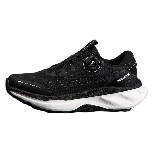 Black No-Tie Running Sneakers – Quick-Adjust Dial Closure Shoes with Breathable Upper & Cushioned Shock-Absorbing Sole