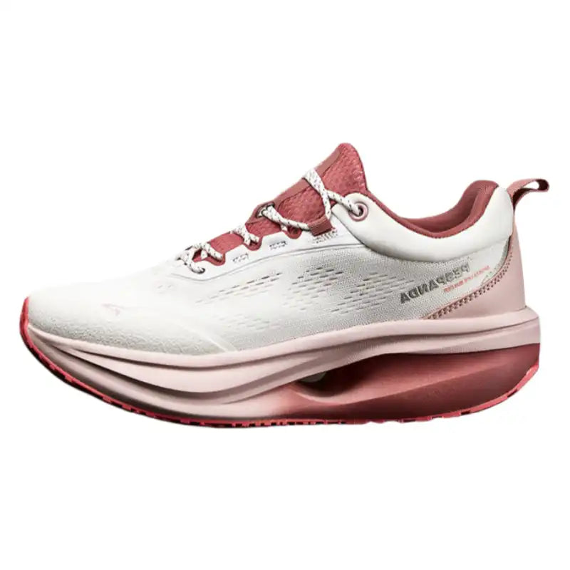 White & Pink Breathable Running Shoes – Soft Sole Shock-Absorbing Walking Sneakers with Wear-Resistant Outsole for Daily Wear