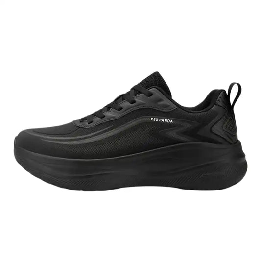 Black Breathable Running Shoes – Soft Sole Shock-Absorbing Walking Sneakers with Wear-Resistant Outsole for Daily Wear