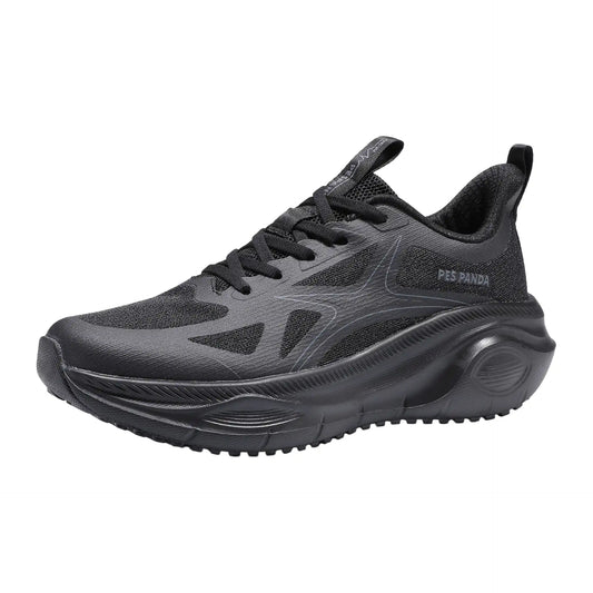 Black Breathable Running Sneakers – Soft Sole Shock-Absorbing Walking Shoes with Durable Wear-Resistant Outsole
