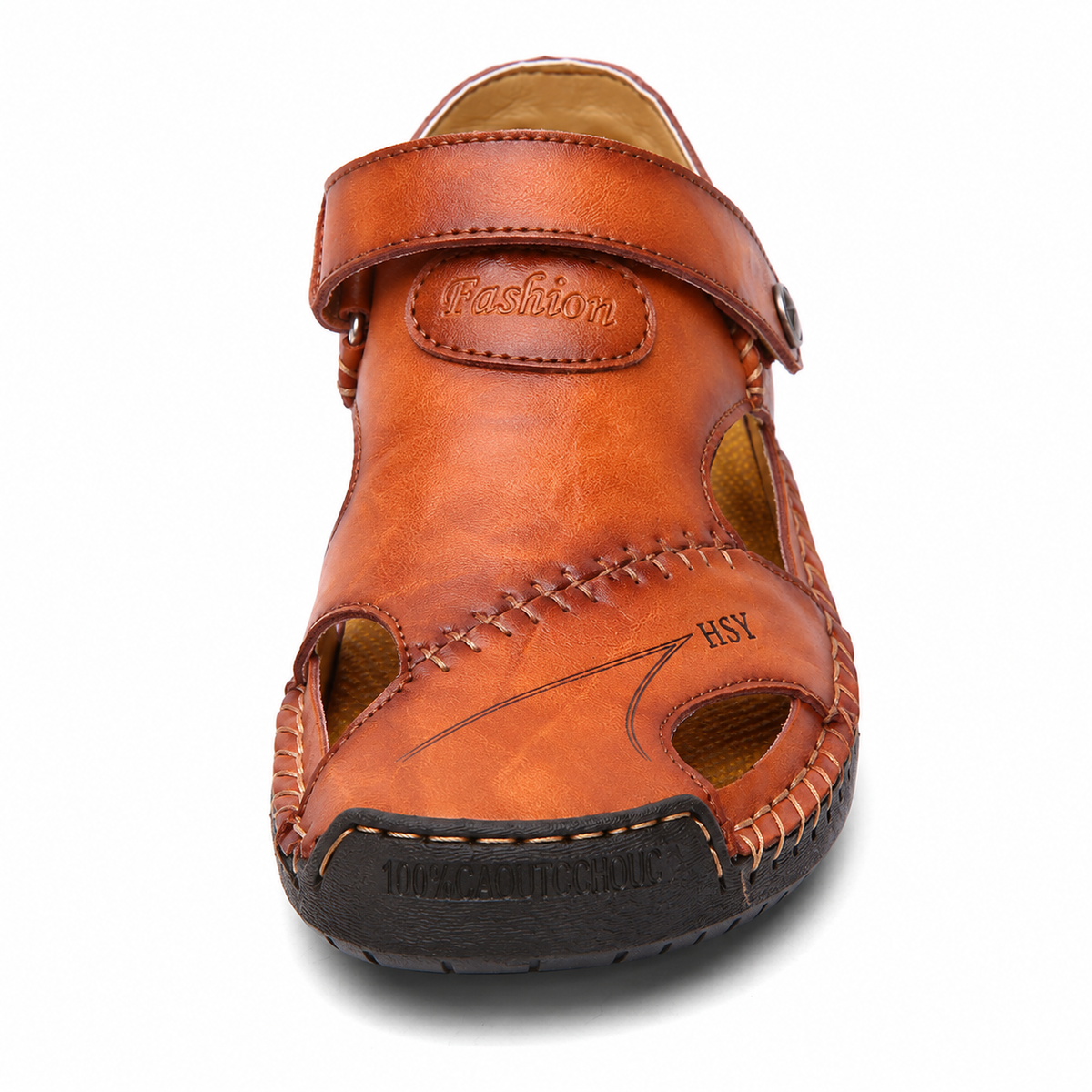 Mens Casual Comfy Soft Sole Non-Slip Closed Toe Leather Sandals