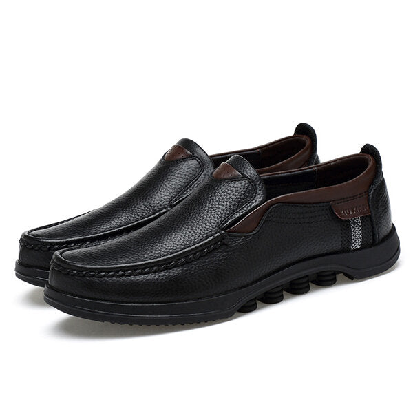 Comfymore® Mens Genuine Leather Non-Slip Soft Sole Casual Business Slip On Loafers