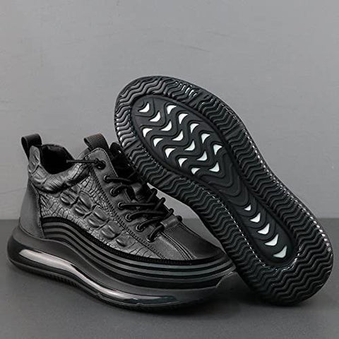 Comfymore™ Mens Crocodile Print Genuine Leather Non-slip Arch Support Casual Sneakers