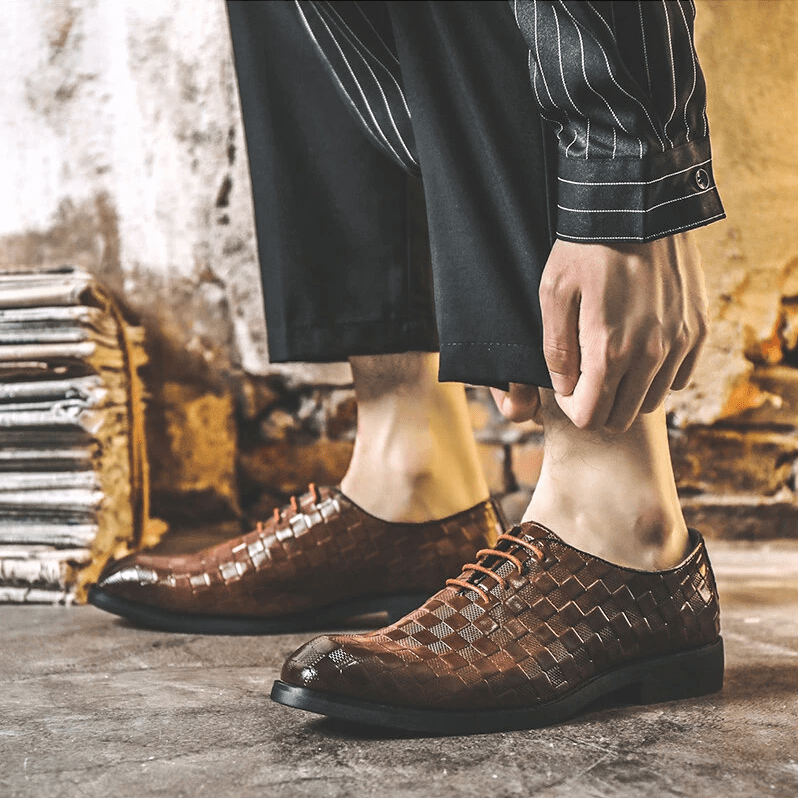 🔥Hot Sale🎁--40% OFF 🎉 Men Casual Business Cap Toe Lace-up Leather Dress Oxfords
