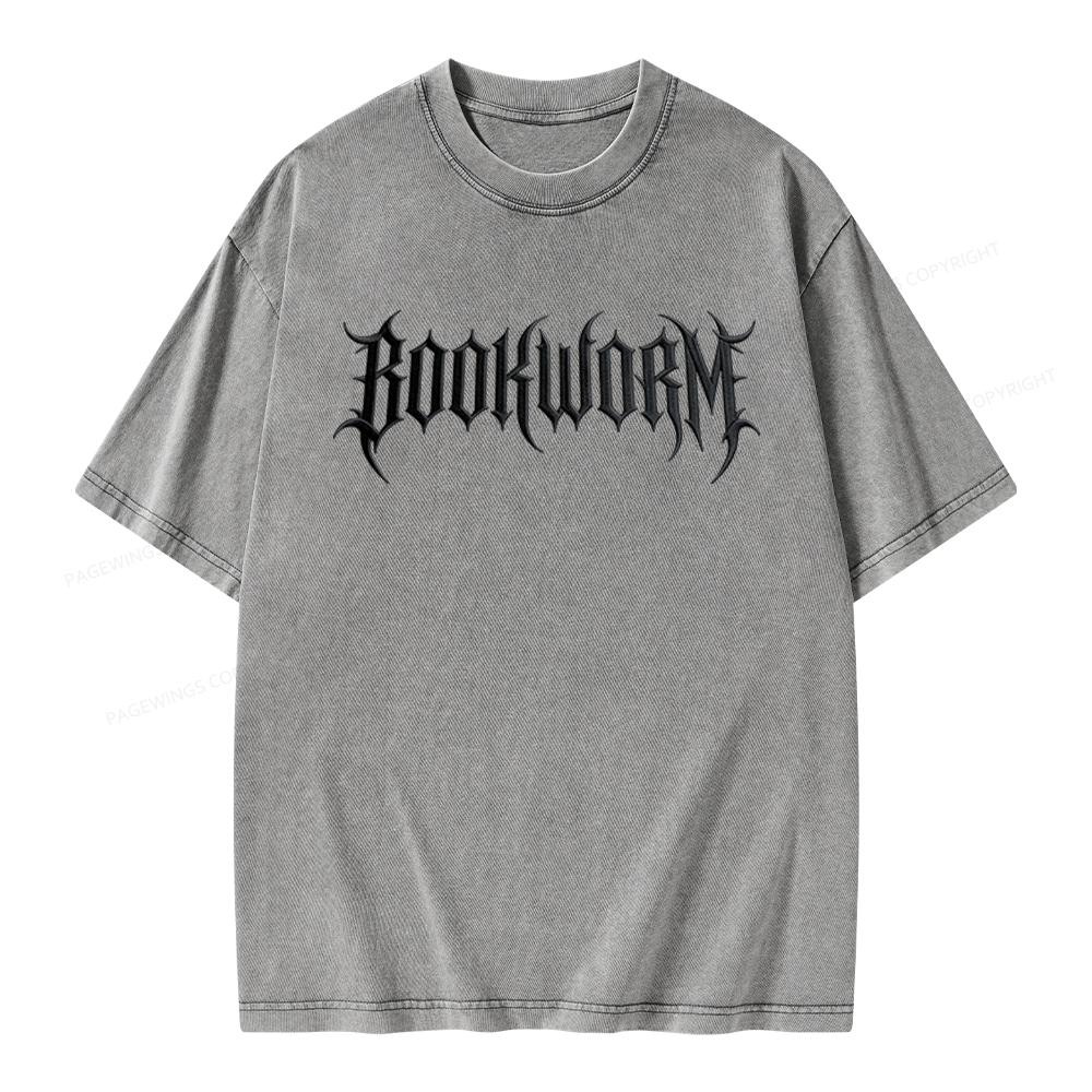 Pagewings Embroidered Bookworm Unisex Washed T-shirt