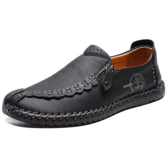 🔥Hot Sale🎁--40% OFF 🎉 Men Hand Stitching Vintage Casual Comfy Soft Sole Zipper Slip On Leather Loafers