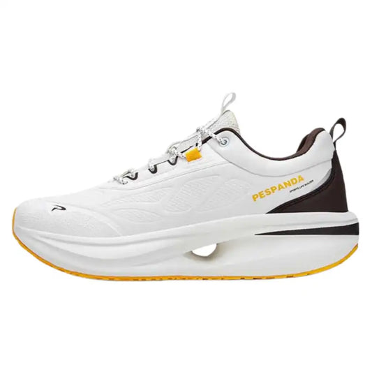 White & Yellow Breathable Running Shoes – Soft Sole Shock-Absorbing Walking Sneakers with Wear-Resistant Outsole for Daily Wear