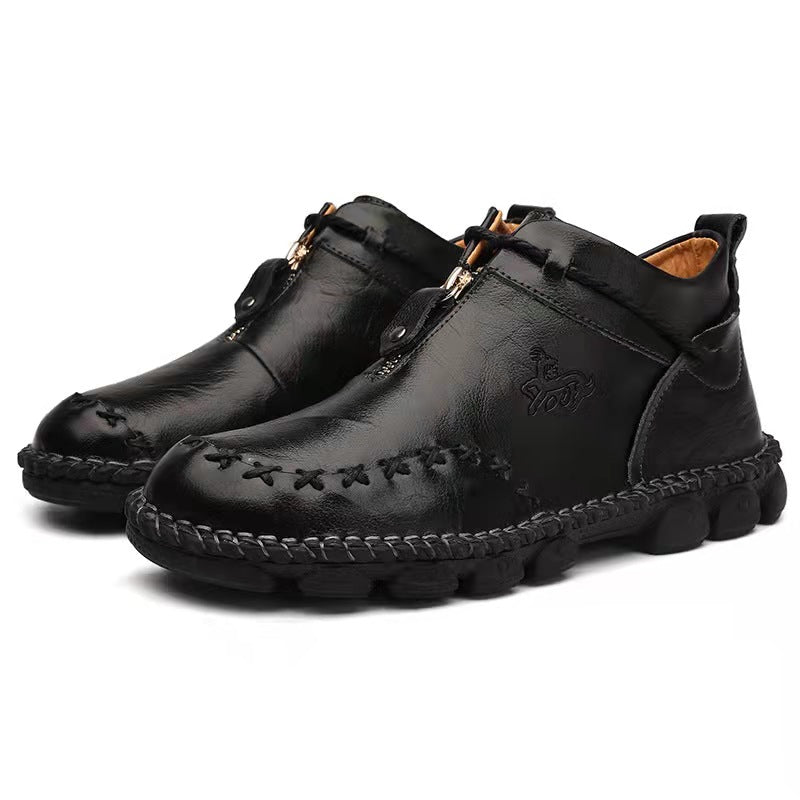 Comfymore™ Mens Hand Stitching Non-Slip Soft Sole Genuine Leather Ankle Chukka Boots