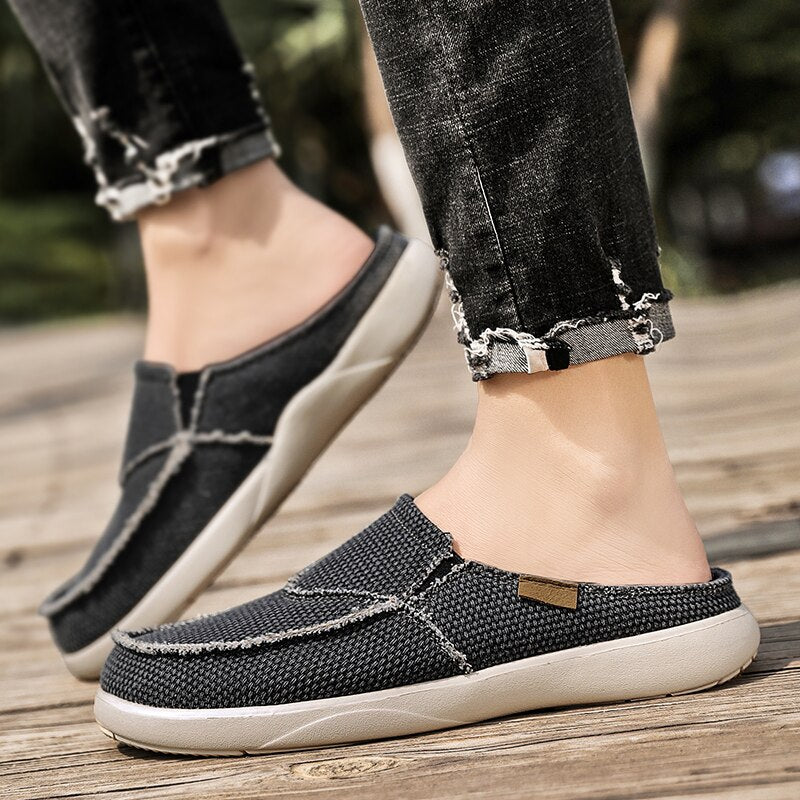 Mens Comfort Breathable Arch Support Casual Slip On Canvas Slippers