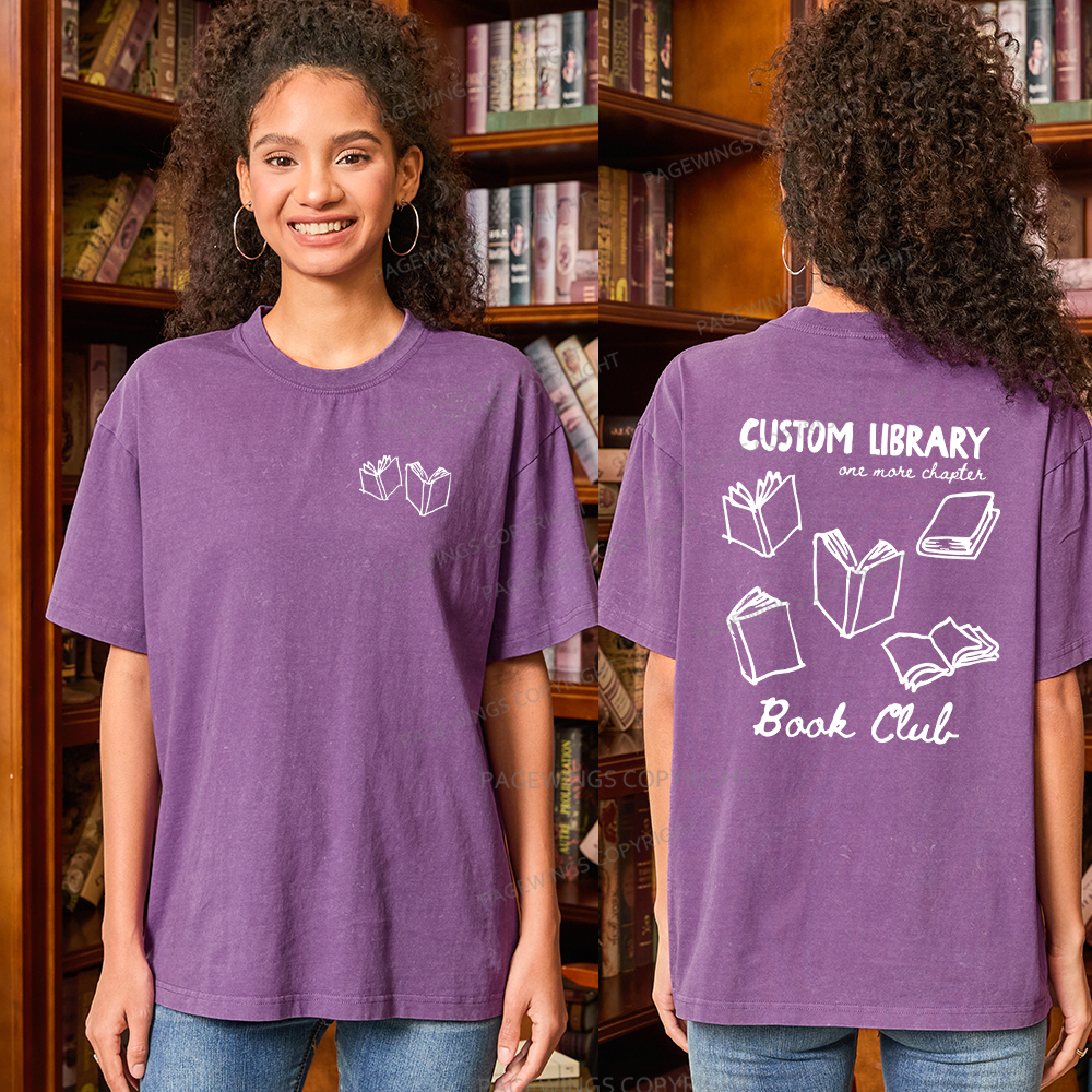 Pagewings Personalized Library Book Club Unisex Washed T-shirt