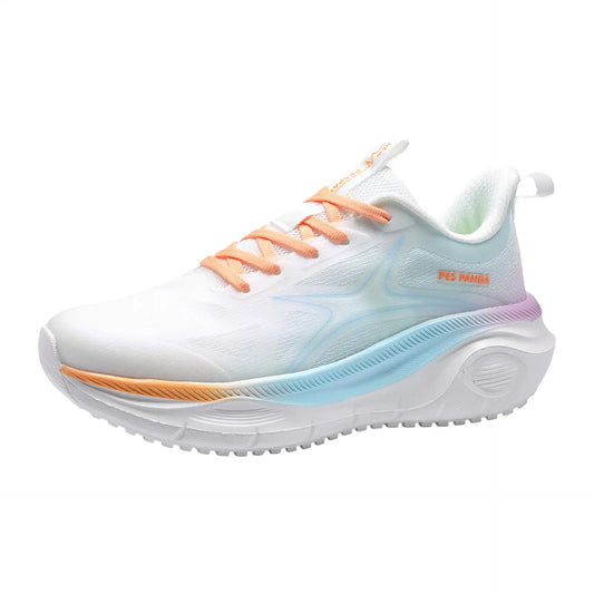 White & Blue Breathable Running Shoes – Soft Sole Shock-Absorbing Walking Sneakers with Wear-Resistant Outsole for Daily Wear