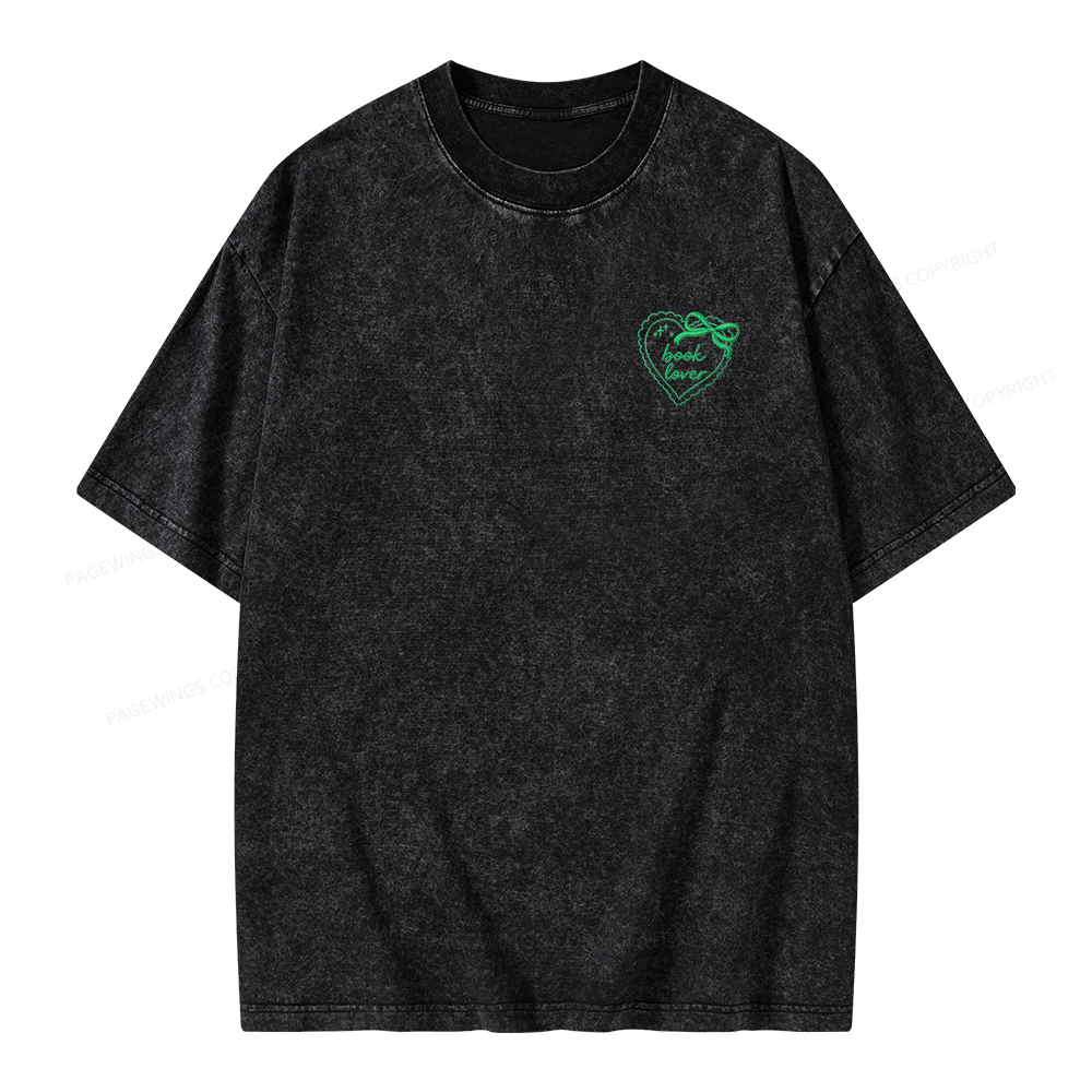 Pagewings Embroidered Book Lover Unisex Washed T-shirt
