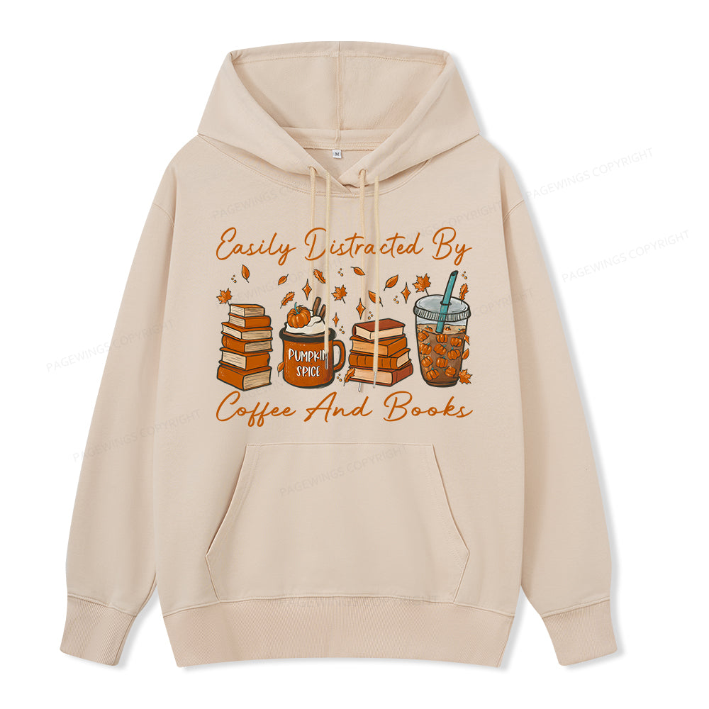 Pagewings Easily Distracted By Coffee And Books Unisex Classic Hoodie
