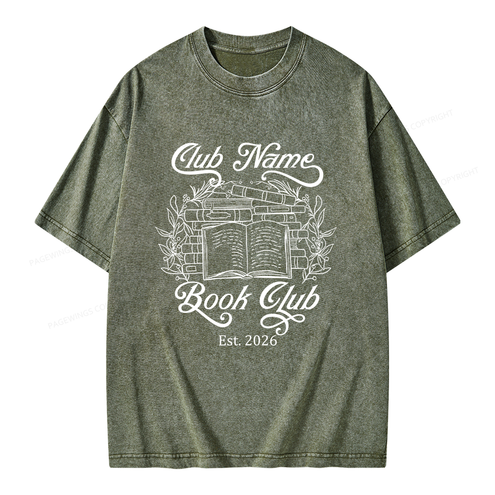 Pagewings Personalized Book Club Unisex Washed T-shirt