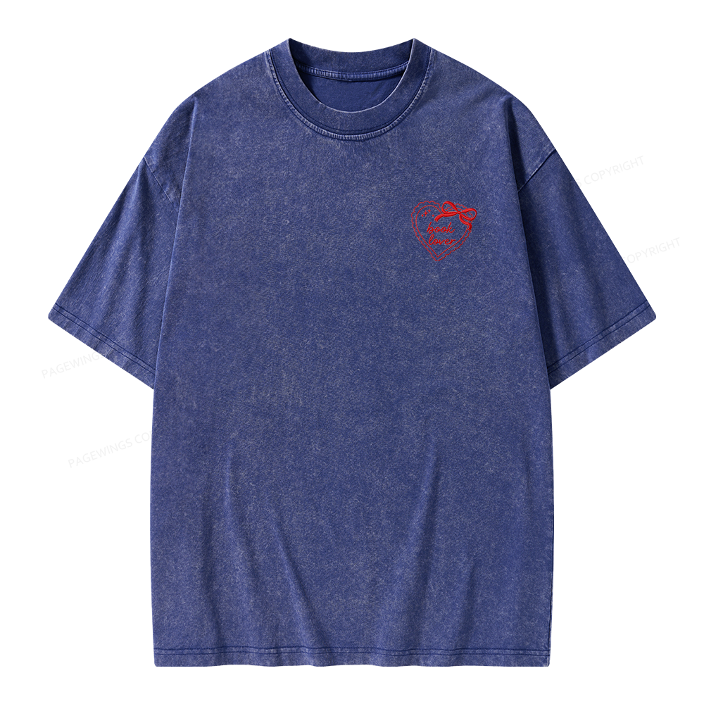 Pagewings Embroidered Book Lover Unisex Washed T-shirt