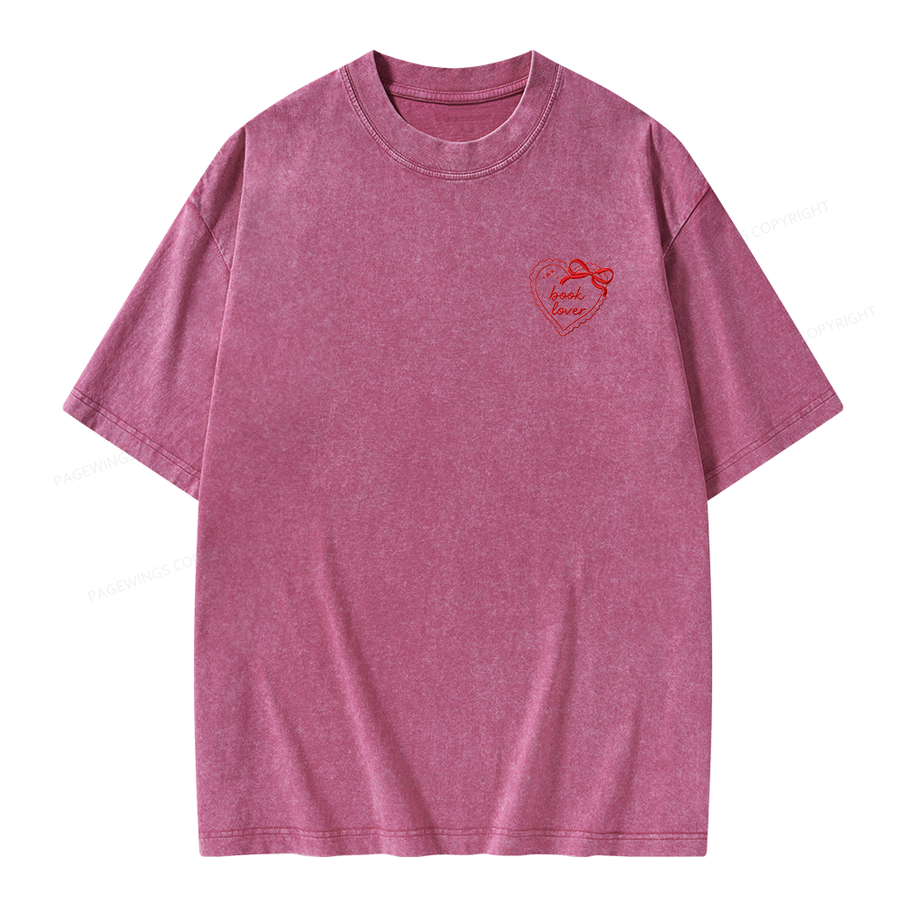 Pagewings Embroidered Book Lover Unisex Washed T-shirt