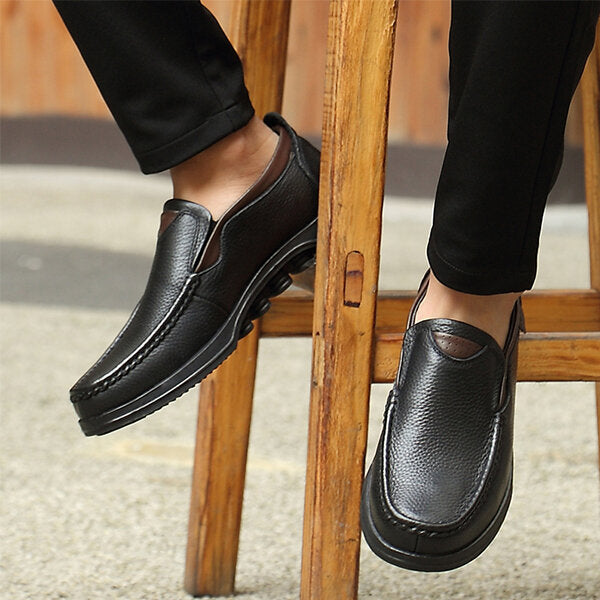 Comfymore® Mens Genuine Leather Non-Slip Soft Sole Casual Business Slip On Loafers