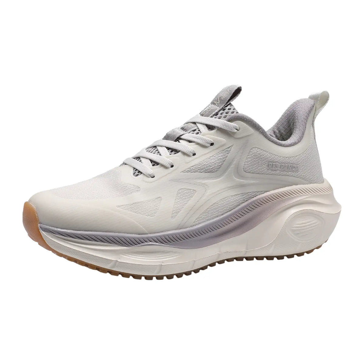 White & Gray Breathable Running Shoes – Soft Sole Shock-Absorbing Sneakers with Wear-Resistant Outsole for Walking & Daily Wear