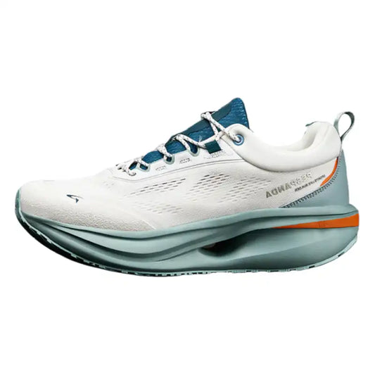 White & Teal Breathable Running Shoes – Soft Sole Shock-Absorbing Sneakers with Durable Wear-Resistant Outsole for Walking