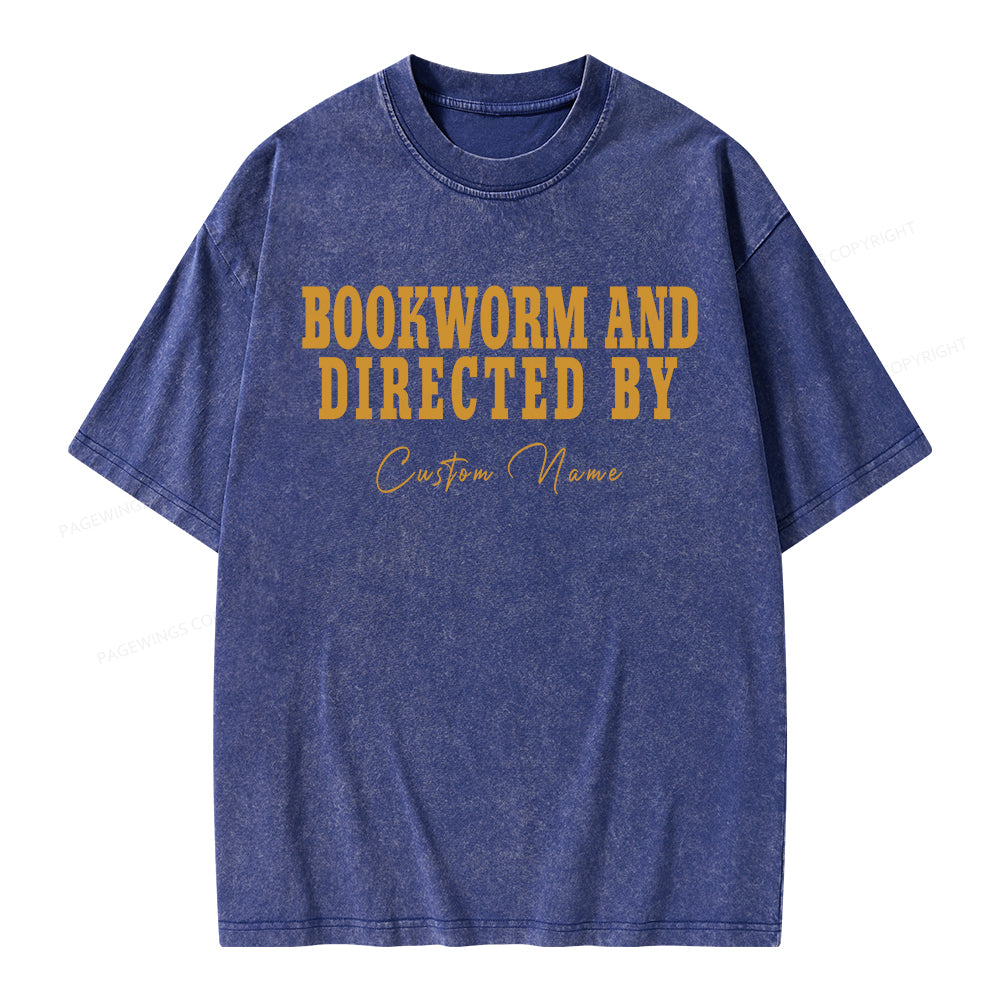 Pagewings Personalized Name Bookworm and Midnight Reader Unisex Washed T-shirt