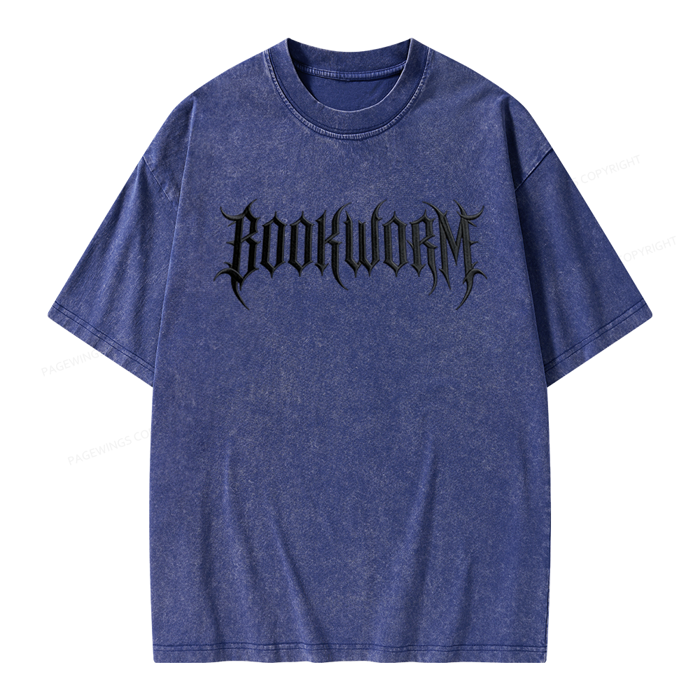 Pagewings Embroidered Bookworm Unisex Washed T-shirt