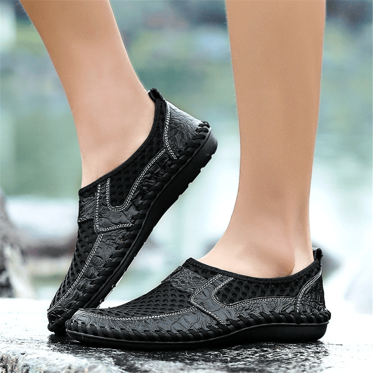 🔥Hot Sale🎁--40% OFF🎉Mens Hand Stitching Breathable Honeycomb Slip-on Casual Shoes