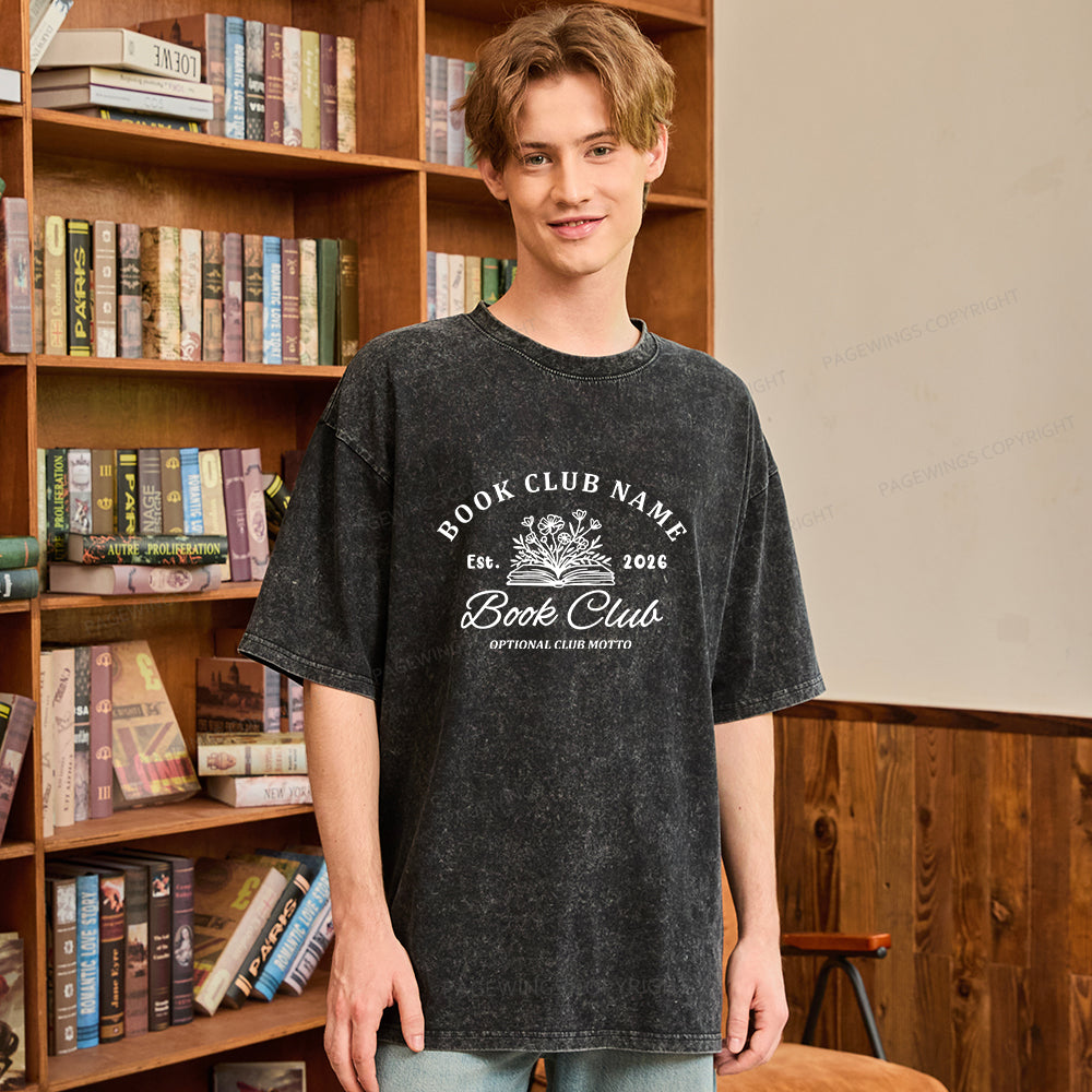 Pagewings Personalized Book Club Unisex Washed T-shirt