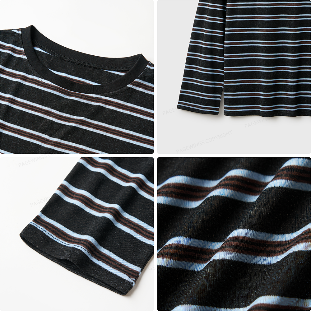 Pagewings Embroidered Just One More Chapter Unisex Striped Long Sleeve T-Shirt