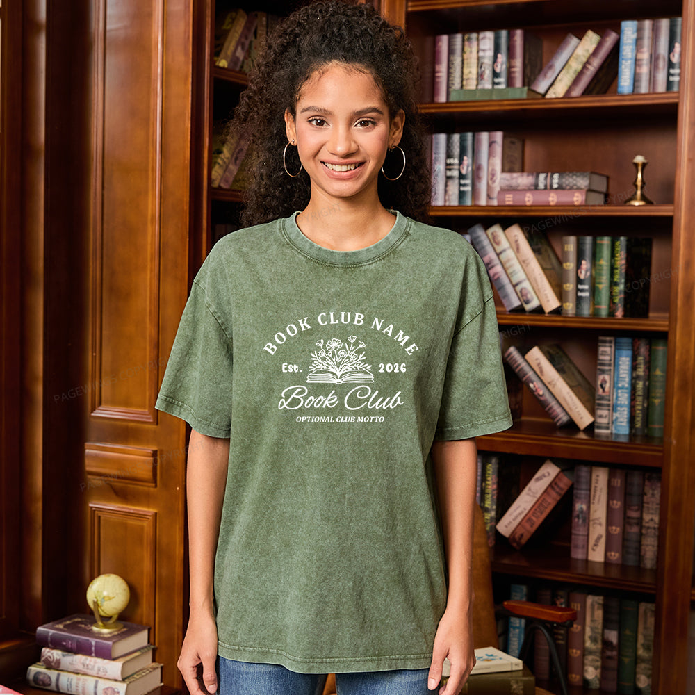 Pagewings Personalized Book Club Unisex Washed T-shirt