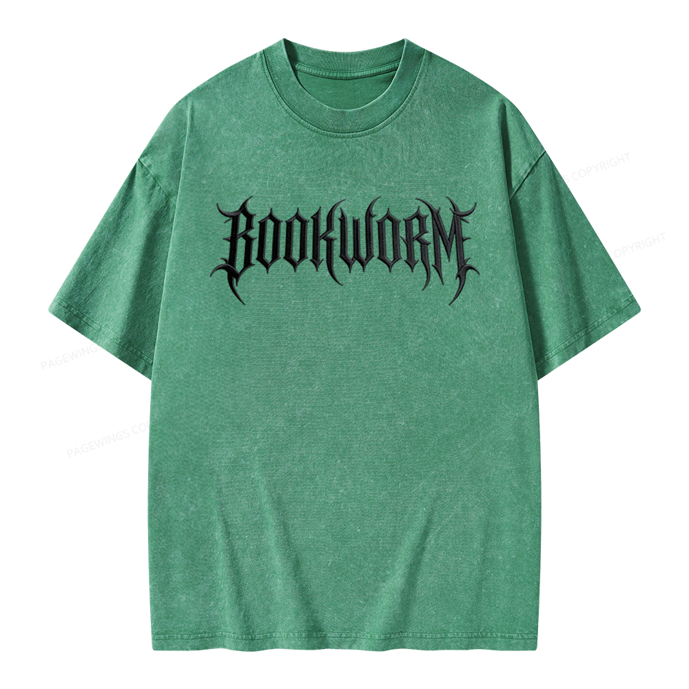 Pagewings Embroidered Bookworm Unisex Washed T-shirt