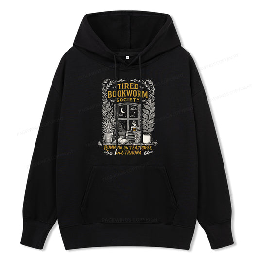 Pagewings Tired Bookworm Society Unisex Classic Hoodie