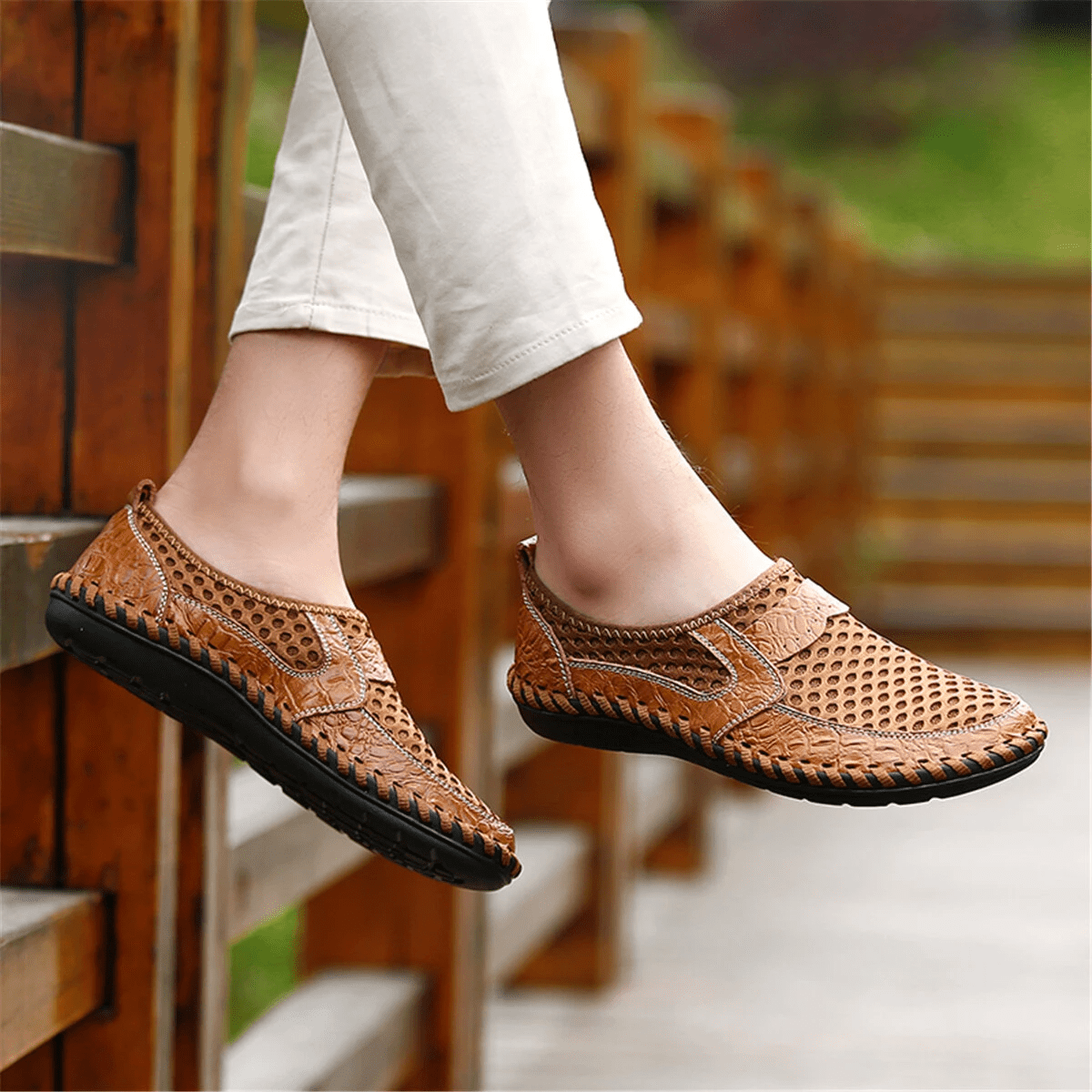 🔥Hot Sale🎁--40% OFF🎉Mens Hand Stitching Breathable Honeycomb Slip-on Casual Shoes
