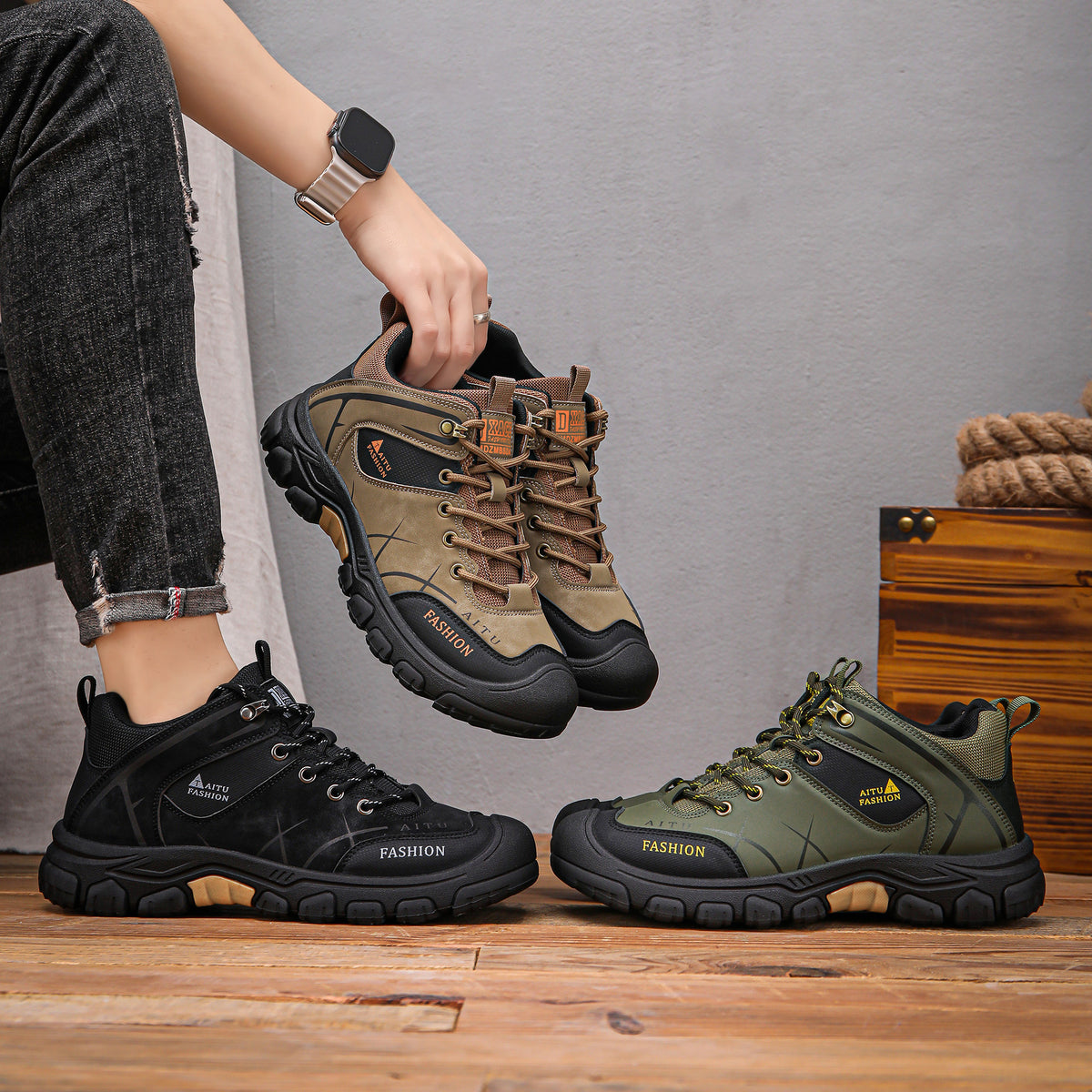 (⏰LAST DAY-49% OFF🛒)Men's Outdoor Hiking Shoes – Waterproof, Non-Slip, Puncture-Proof & Smash-Proof with Arch Support & Wide Toe – Perfect for Daily Wear & Outdoor Adventures