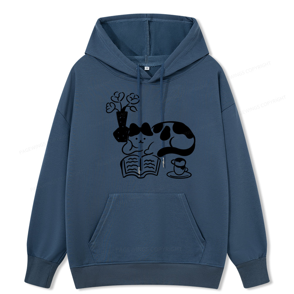 Pagewings The Cat Who Loves Reading Unisex Classic Hoodie
