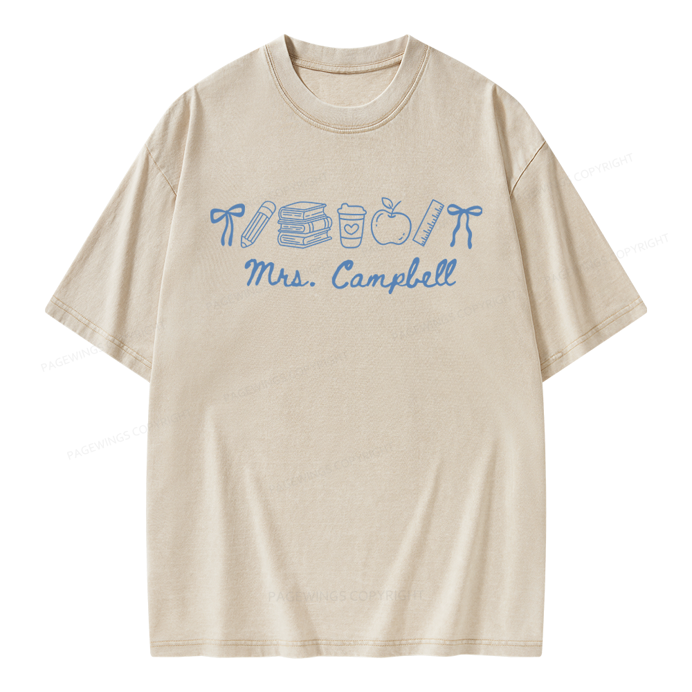 Pagewings Personalized Name Teacher Unisex Washed T-shirt