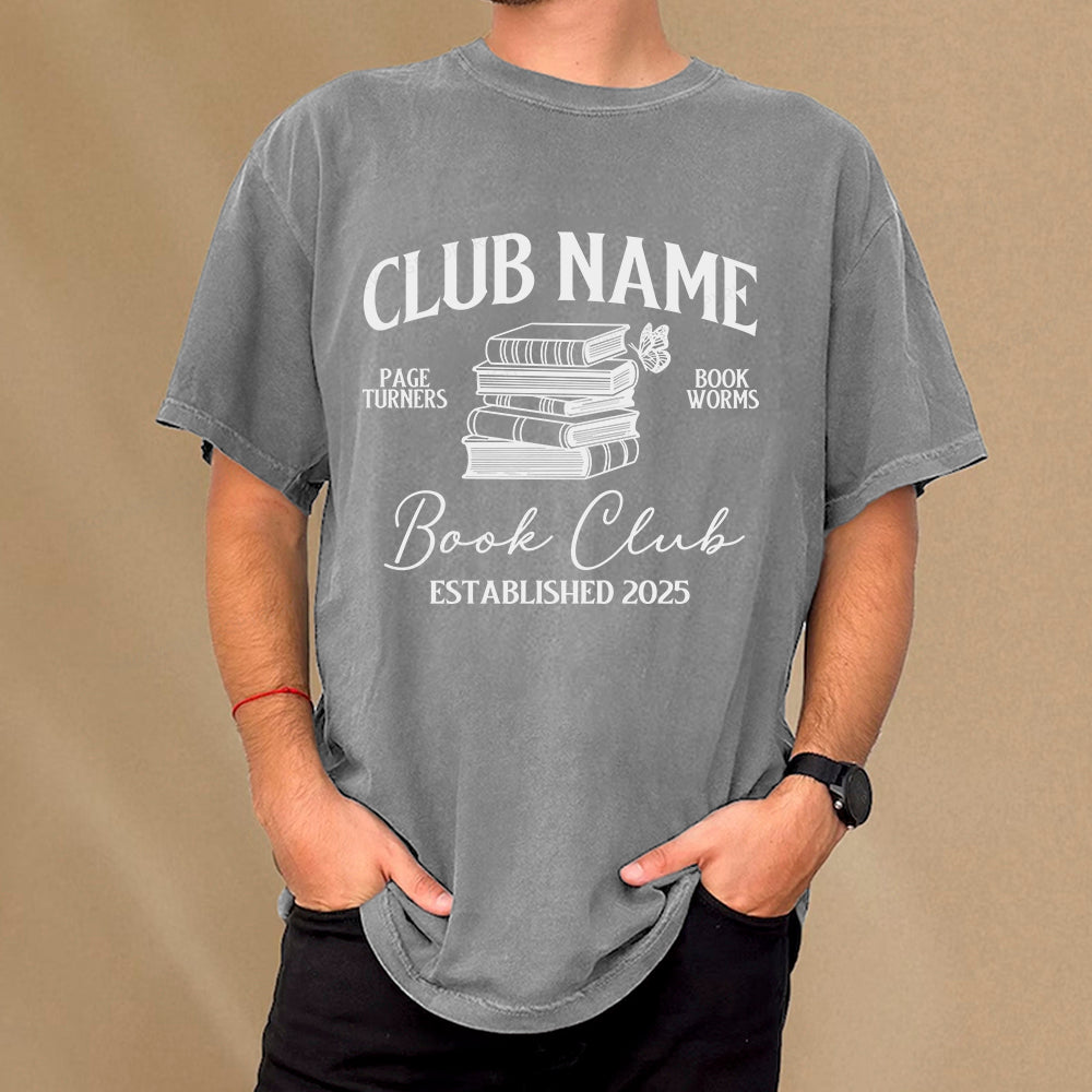 Pagewings Personalized Book Club  Unisex Washed T-shirt