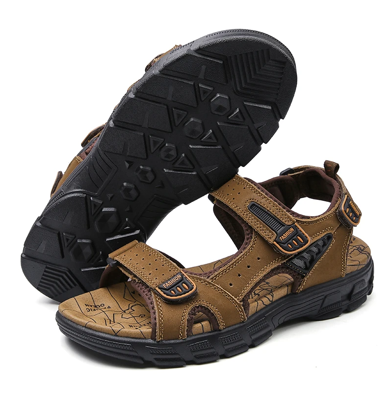 🌴Summer Sale🎁--50% OFF 🎉 Men Outdoor Casual Cowhide Leather Comfy Non-Slip Beach Sandals