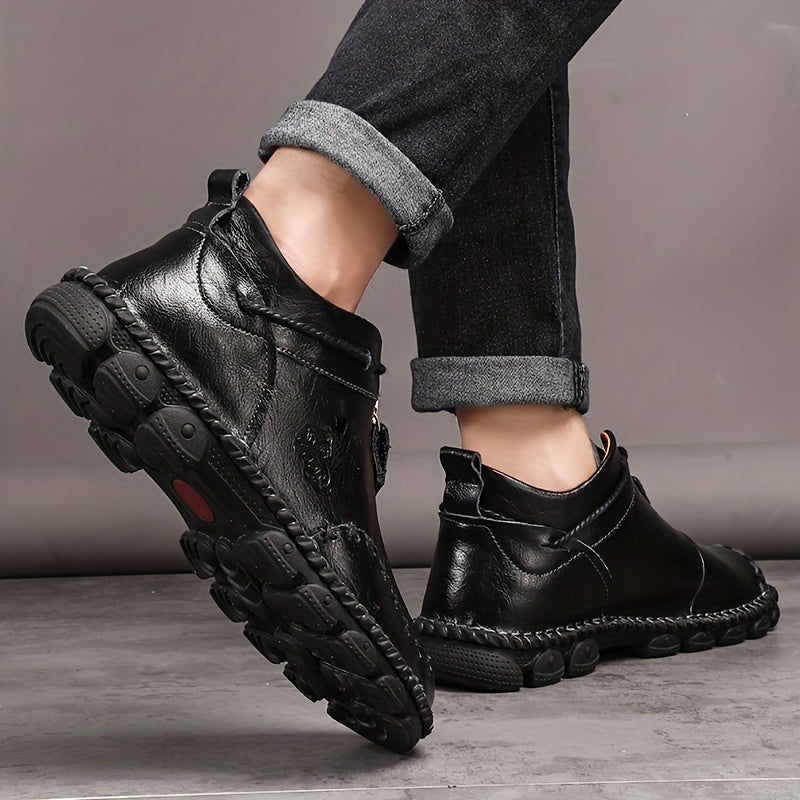 Comfymore™ Mens Hand Stitching Non-Slip Soft Sole Genuine Leather Ankle Chukka Boots