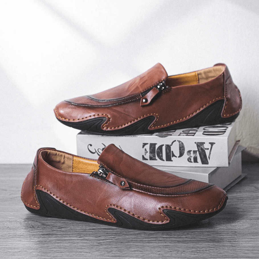 🔥Hot Sale🎁--35% OFF 🎉 Mens Non Slip Comfy Soft Sole Casual Zipper Leather Loafers