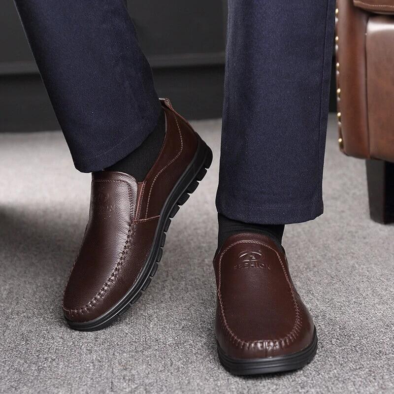 🔥Hot Sale🎁--40% OFF 🎉Mens Genuine Leather Soft Inslole Non Slip Casual Business Shoes