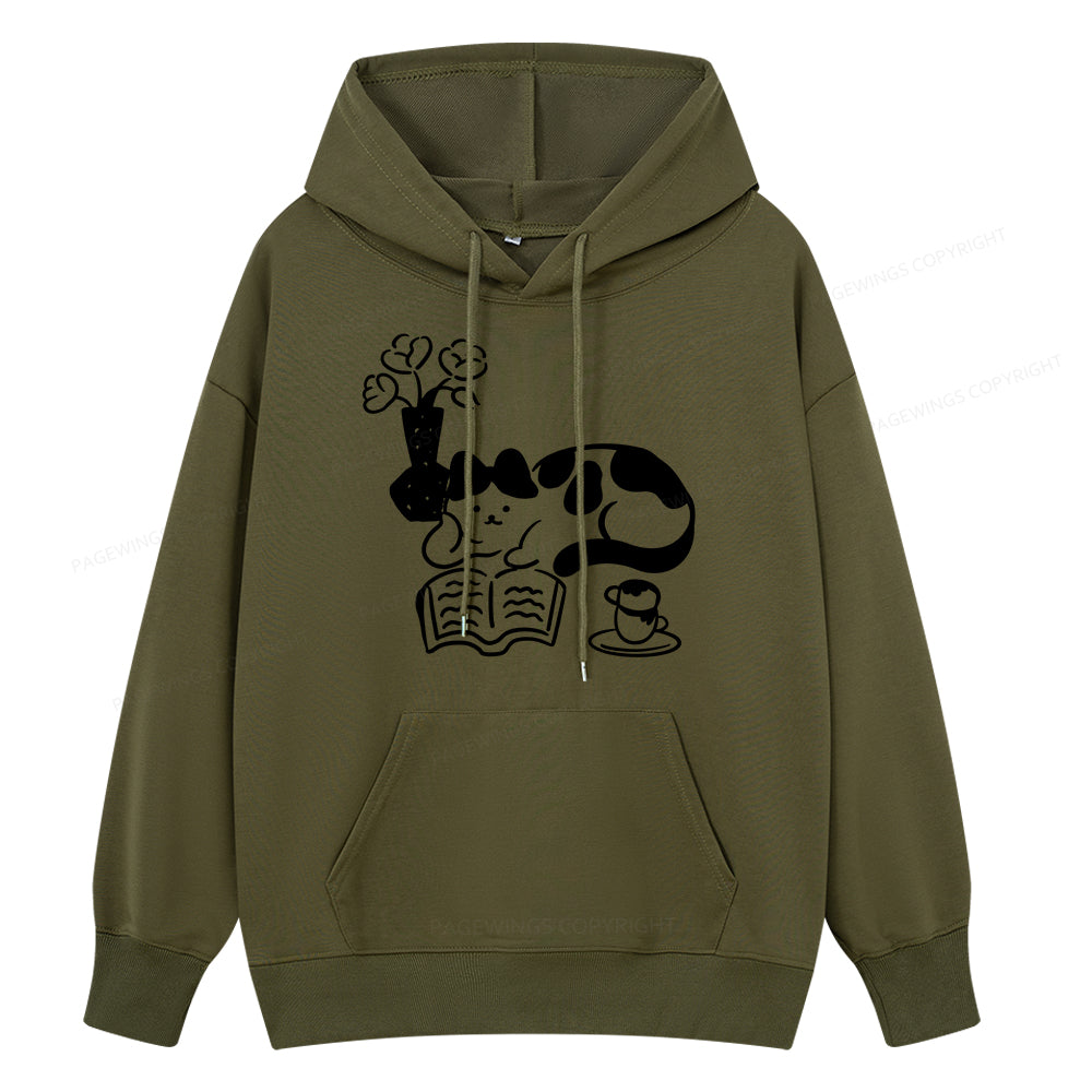 Pagewings The Cat Who Loves Reading Unisex Classic Hoodie