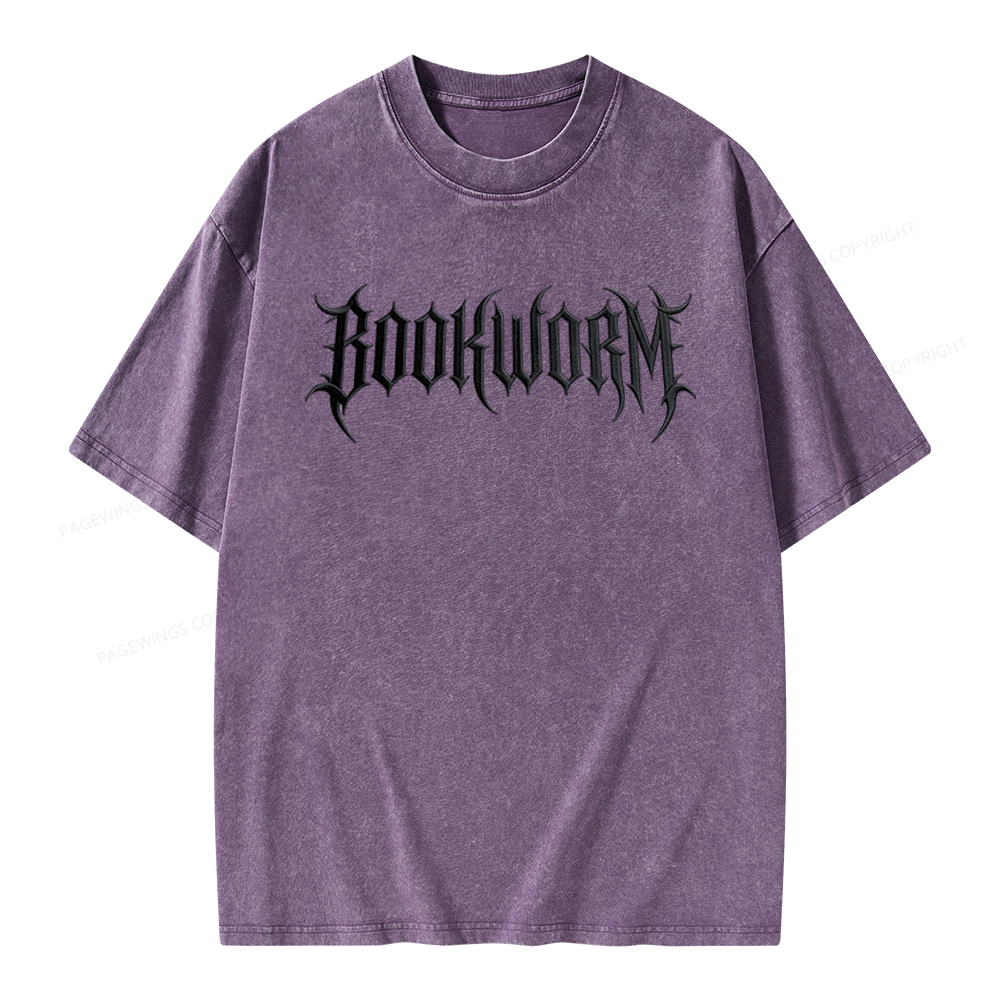 Pagewings Embroidered Bookworm Unisex Washed T-shirt