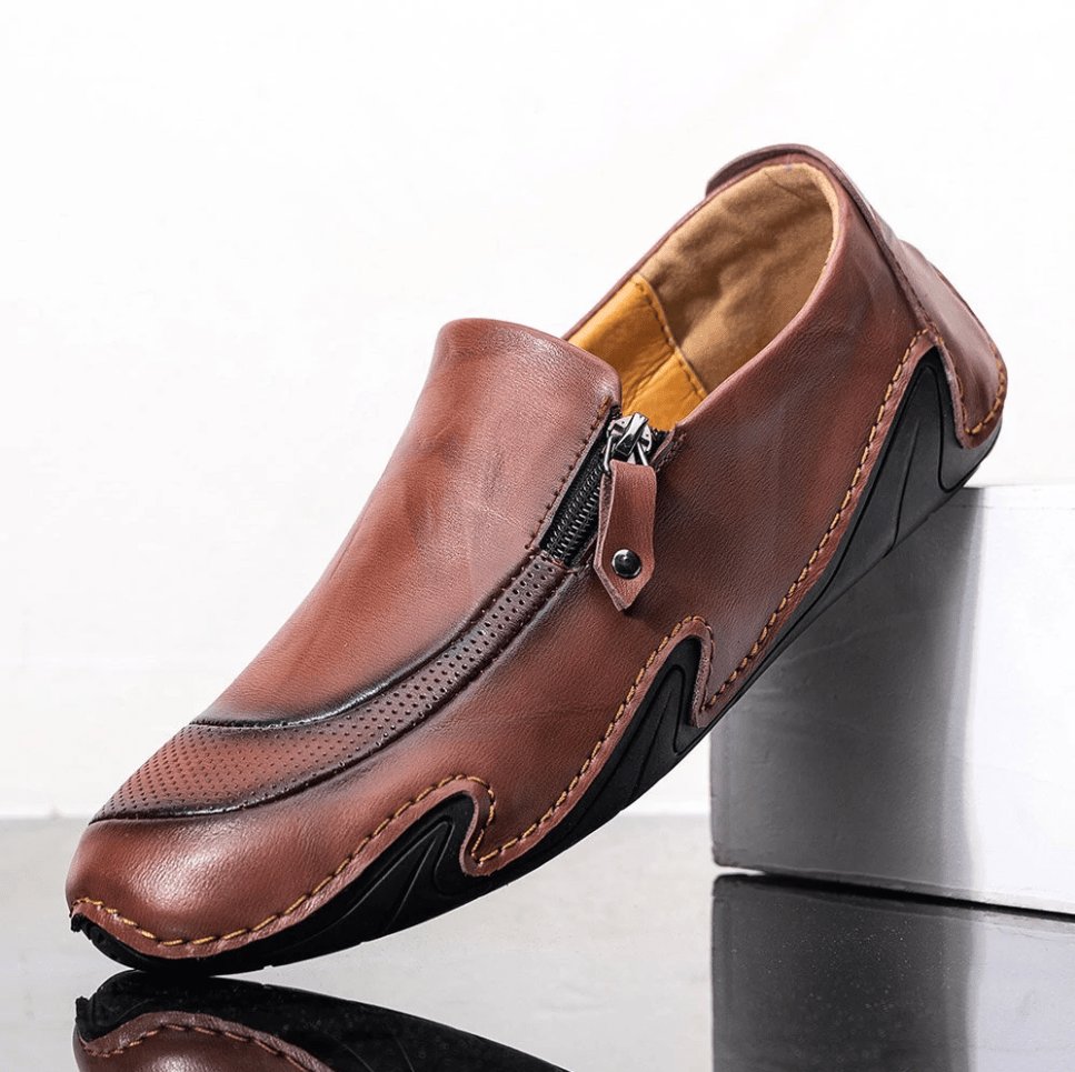 🔥Hot Sale🎁--35% OFF 🎉 Mens Non Slip Comfy Soft Sole Casual Zipper Leather Loafers